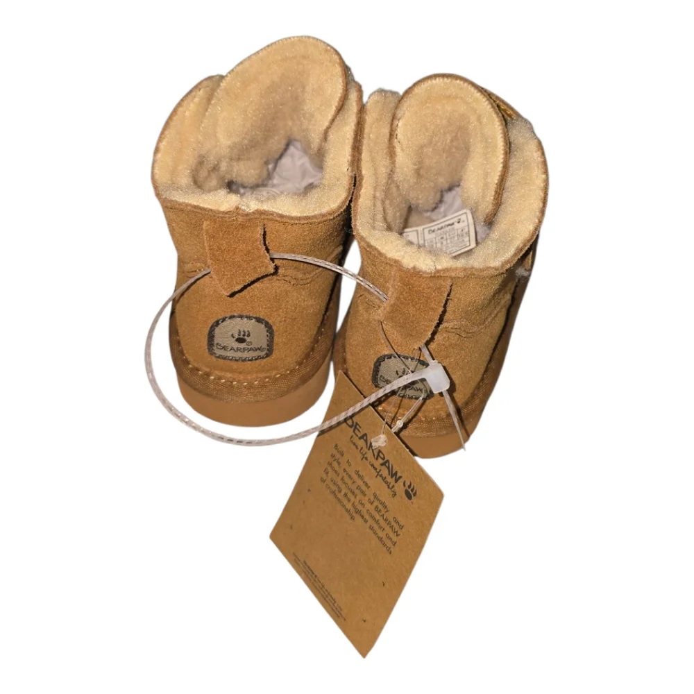 BearPaw Larisa Retro Iced Coffee‎ Tan Kids Boots with Fleece Lining New 9, 10